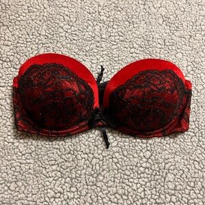 Victoria's Secret Red and Black Lace Bra